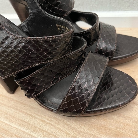 Colin Stuart Brown Snakeskin Strappy Heeled Sandals 5 - Picture 6 of 6